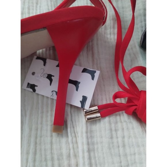 MySoft Lace up Red Closed-Toe low Heels Size:10M - Picture 2 of 7